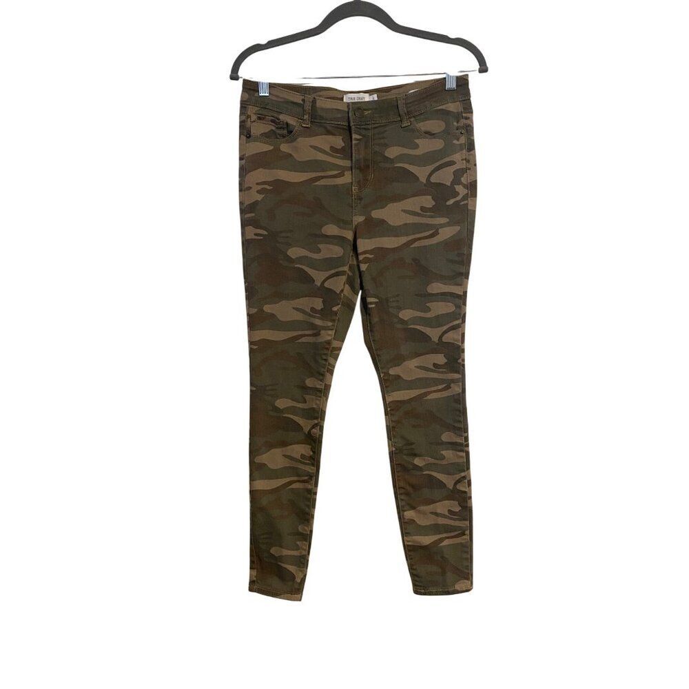 True Craft Junior Mid-Rise Skinny Camo Print Stretch Jeans Size 9 Army Y2K Pants